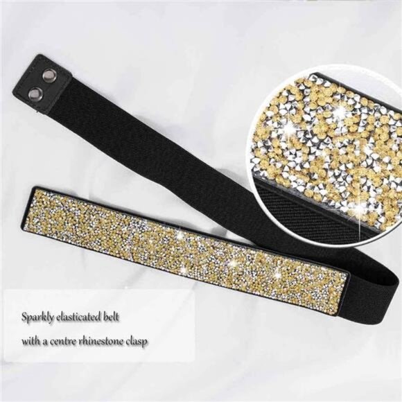 Sparkle Rhinestone Leather Belts Gold(80cm/31.4'') - Picture 4 of 5